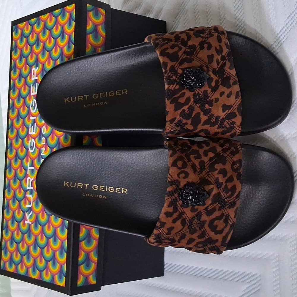 Kurt Geiger Brown Leopard Slides